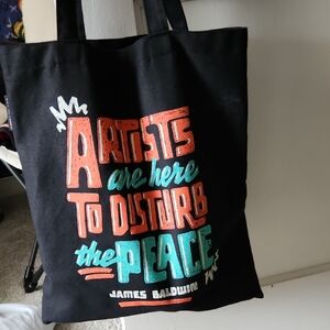 Black Tote Bag with Colorful Quote Design